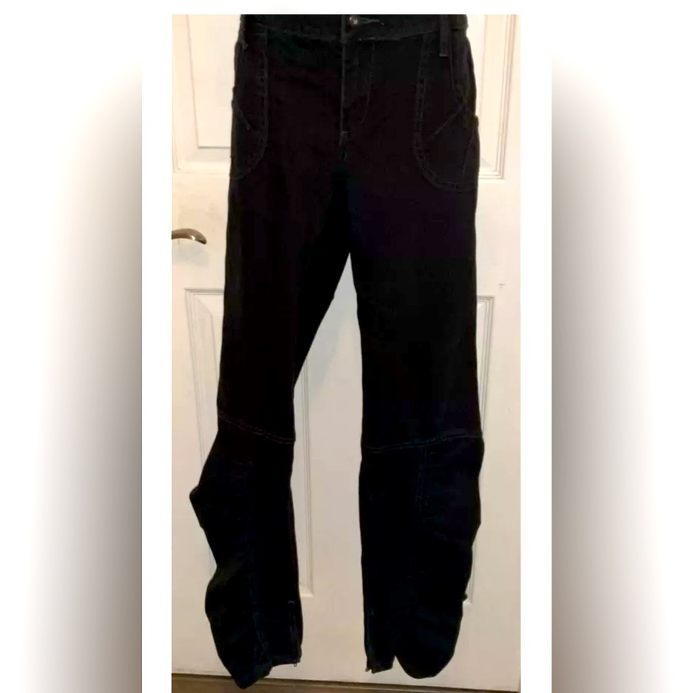 ALLEN B. SCHWARTZ Womens BLACK RUCHED ZIPPER ANKLE DENIM JEANS Size 12